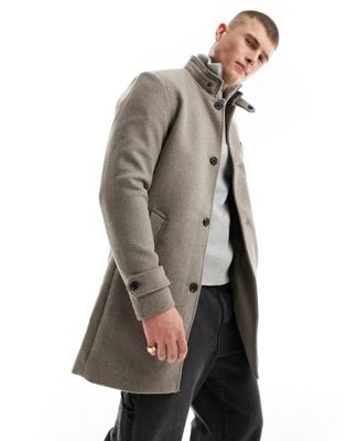 Jack & Jones Premium wool mix overcoat in beige  - ASOS Price Checker