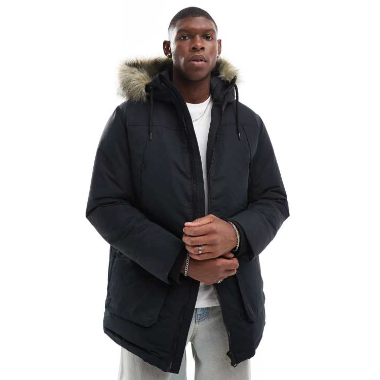Asos black parka on sale