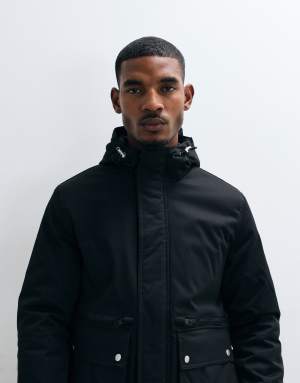 Jack & Jones parka jacket in black