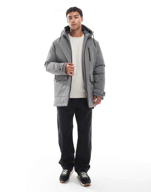Jack & Jones parka jacket in grey, 4 of 5