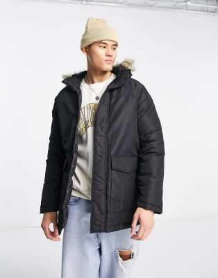 Jack & jones parka hotsell with faux fur hood