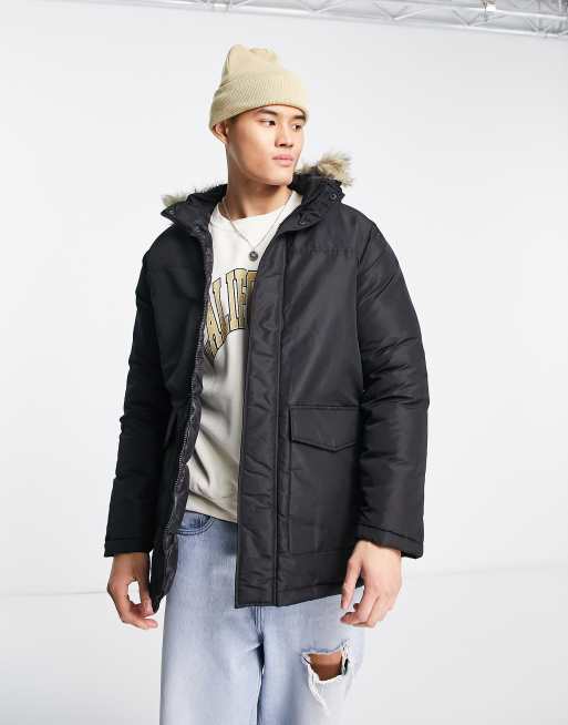 French connection faux fur hood 2024 parka jacket