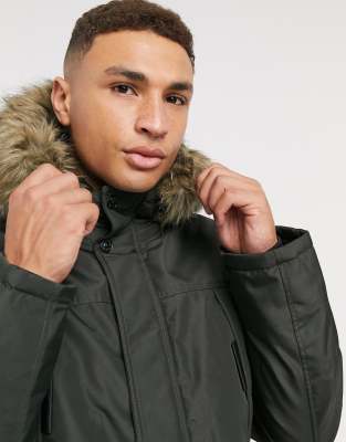 jack and jones parka with faux fur hood