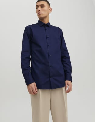 Jack & Jones Herren Dunkelblau Langarmhemd "Jprblaparker Slim Fit Hemd, Atmungsaktiv, Ideal Für Den Alltag", Gr. L, N-Gr, Blau (Perfect Navy), Web, Obermater... - Bild 9