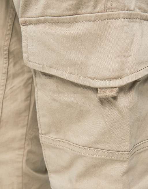 Jack & Jones Paul jersey tapered cargo pant in cream, 4 of 4