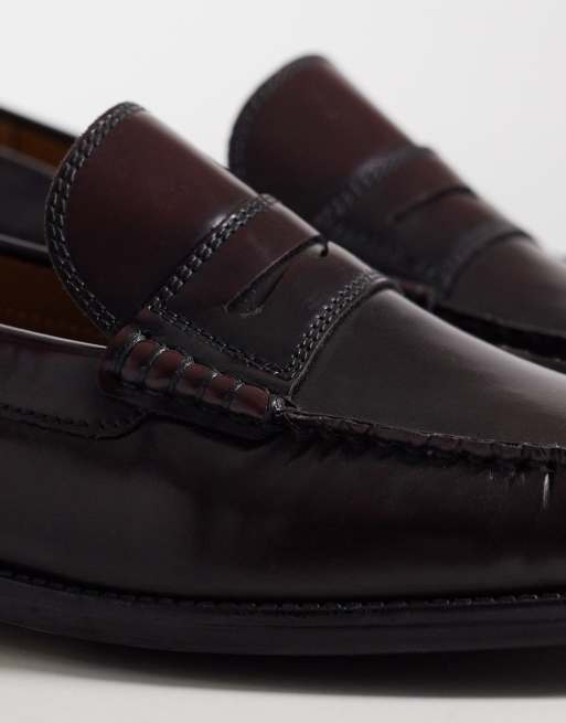 Jack & Jones – Penny-Loafer aus Leder in Burgunderrot, 2 von 4