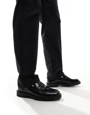 Penny-Loafer in Schwarz mit dicker Sohle Schwarz 41