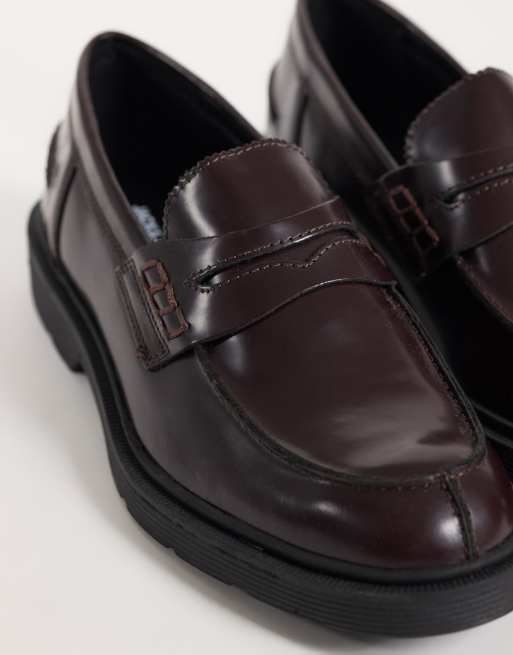 Jack & Jones penny loafer met dikke zool in bordeauxrood, 3 van 4