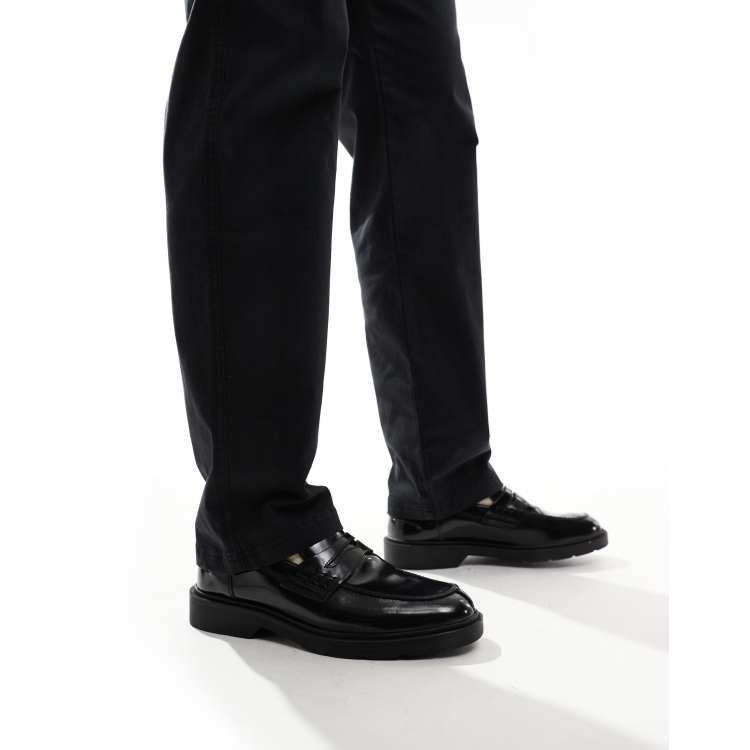 Jack & Jones penny loafer with chunky sole in black | ASOS display picture 2