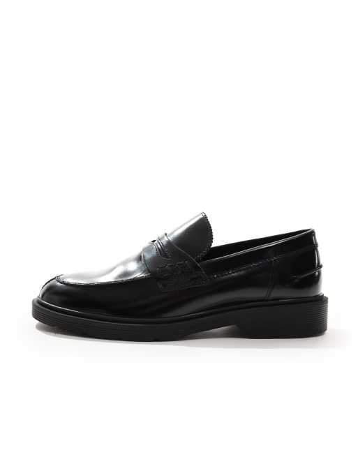 Jack & Jones penny loafer with chunky sole in black