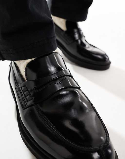 Jack & Jones penny loafer with chunky sole in black | ASOS Jack & Jones penny loafer with chunky sole in black | ASOS