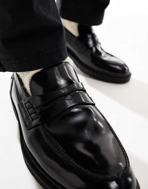 Jack Jones penny loafer with chunky sole in black
