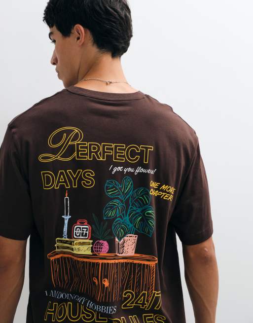 Jack & Jones perfect days back print t-shirt in brown, 5 of 5