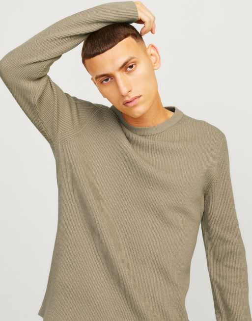 Jack & Jones – Perfect - Ljusgrå, stickad tröja