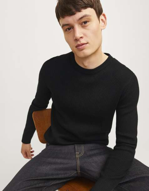 Jack & Jones – Perfect – Svart, stickad tröja - view 1