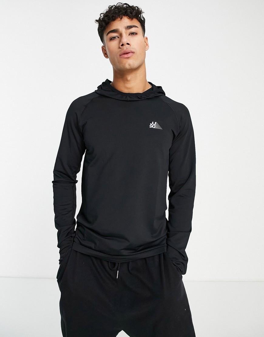 Jack & Jones Performance long sleeve top with stretch in black-Gray