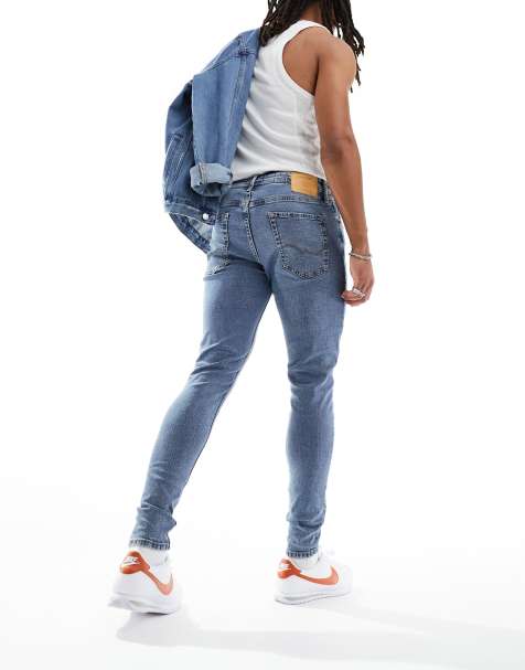 Jack & Jones pete tapered jeans in mid blue - view 1