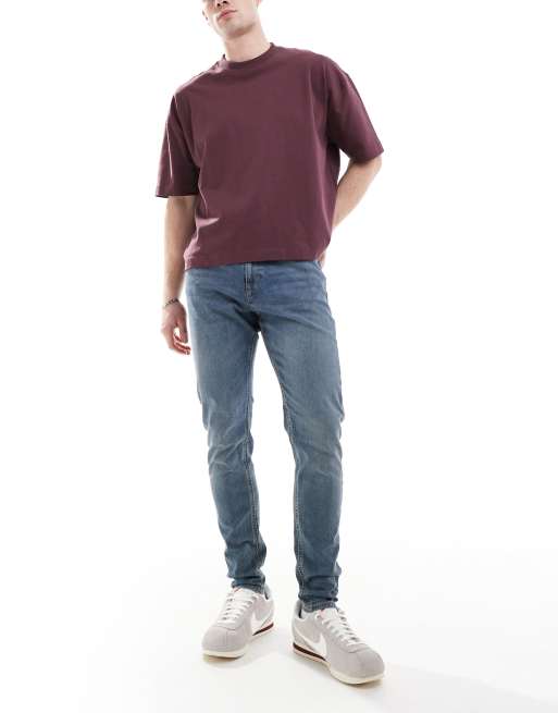 Jack & Jones – Pete – Vintageblå, avsmalnande jeans