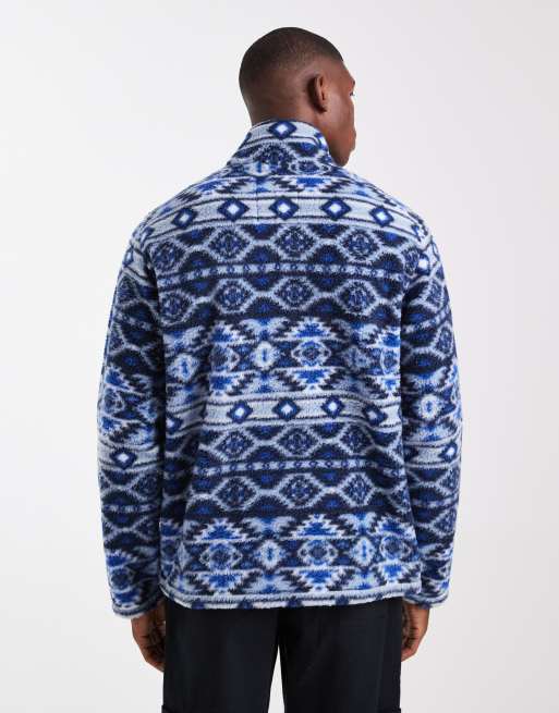 Jack & Jones - Pile blu stampato con zip corta, 3 di 5