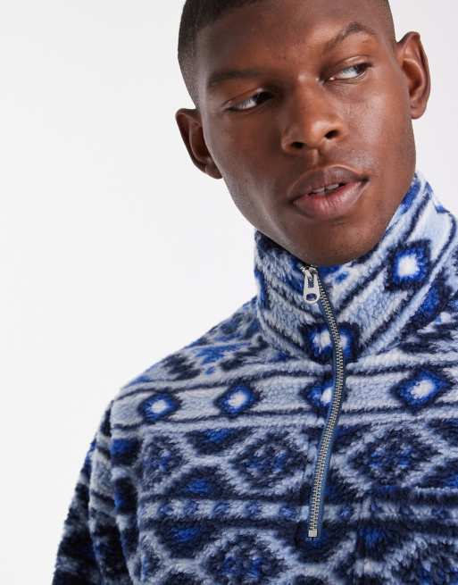 Jack & Jones - Pile blu stampato con zip corta, 5 di 5