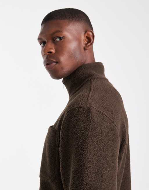 Jack & Jones - Pile marrone con zip corta, 4 di 5