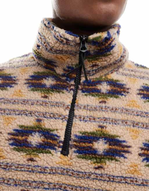 Jack & Jones - Pile soffice beige pesante con stampa e zip corta, 3 di 4
