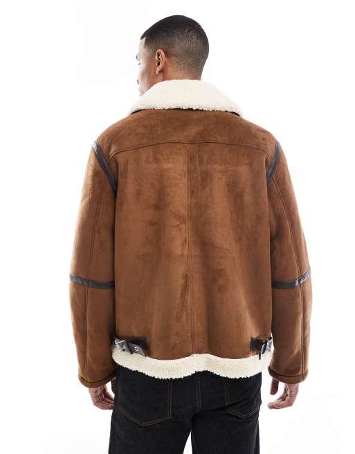 Jack & Jones – Pilotenjacke aus Wildlederimitat in Hellbraun, 3 von 5