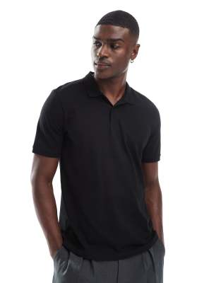 Jack & Jones pique polo in black