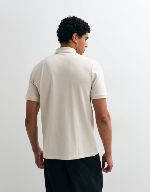 Jack & Jones pique polo in cream, 3 of 5