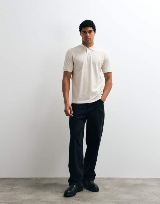 Jack & Jones pique poloshirt in crème, 2 van 5