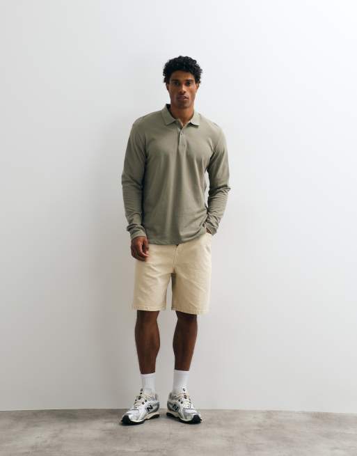 Jack & Jones pique poloshirt met lange mouwen in groen, 4 van 5