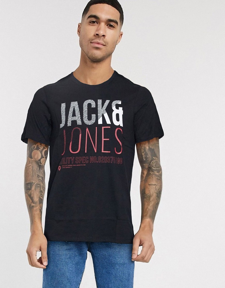Jack & Jones – Pixel – Mönstrad t-shirt-Svart