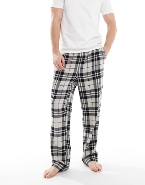 Jack & Jones plaid lounge pants in black and white - view 1
