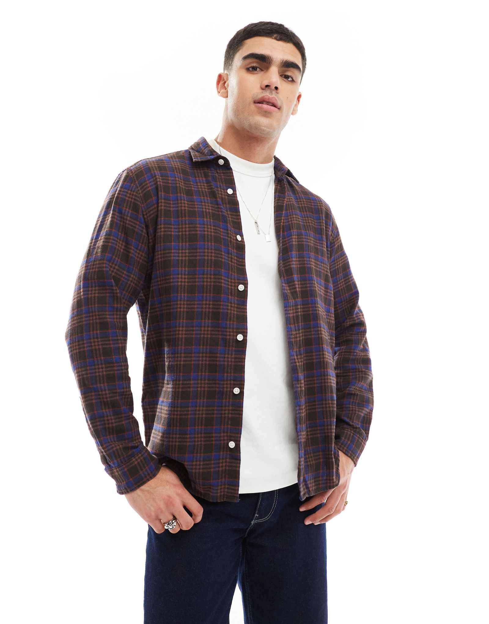 Рубашка в клетку Jack &Jones красного и темно-синего цветов