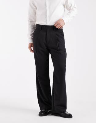 Jack & Jones Pleated Chino Pants In Black