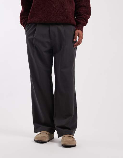 Jack & Jones pleated chino pants in dark gray