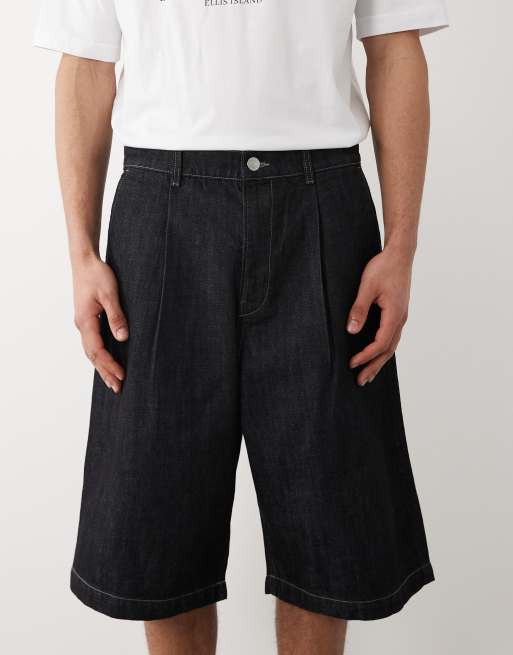 Jack & Jones pleated denim shorts in dark wash, 5 of 5