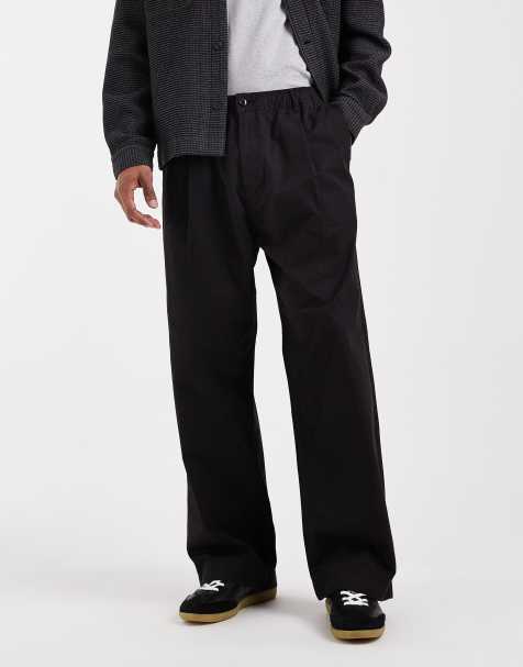 Jack & Jones pleated front wide leg trouser in black