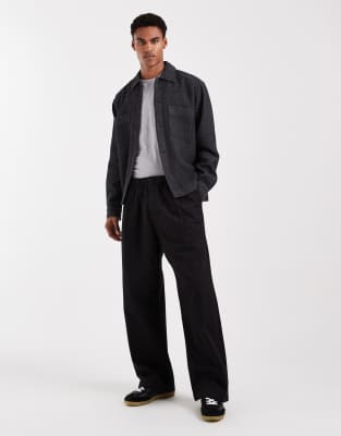 Jack & Jones Pleated Track Pants In Black