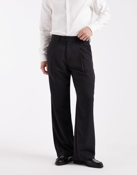 Jack & Jones pleated wide leg dress pants in black - view 1