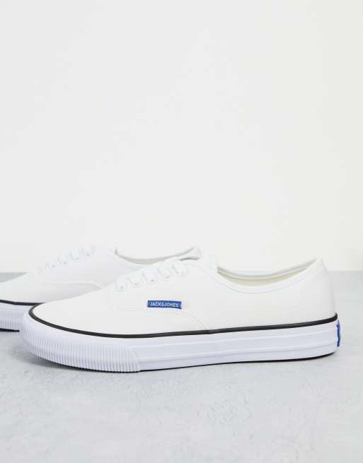 Jack & Jones plimsoll trainer in white 