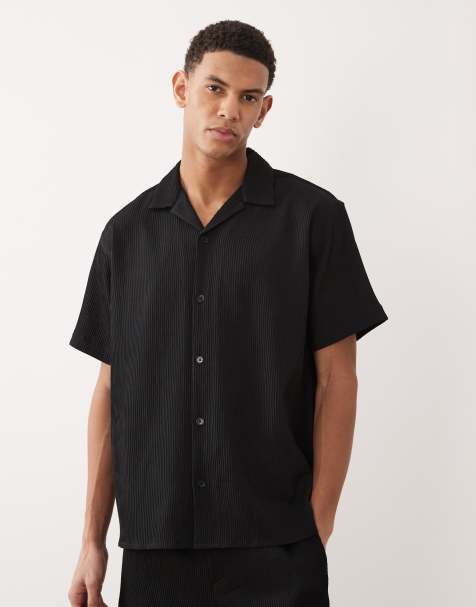 Jack & Jones plisse shirt in black - view 1