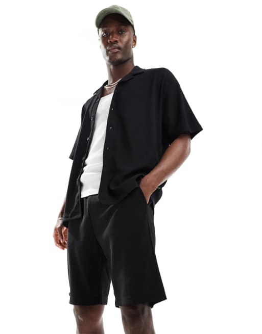 Jack & Jones plisse shorts in black (part of a set) 