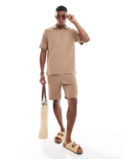 Jack & Jones plisse shorts in brown - part of a set - view 1
