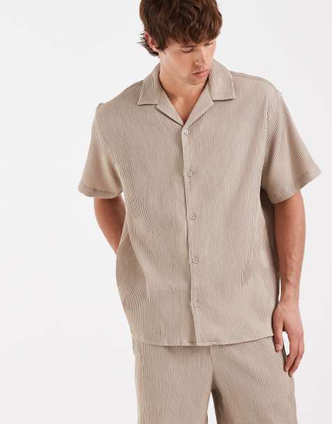 Jack & Jones – Plissée-Hemd in Beige, Kombiteil - view 1