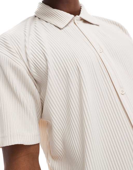 Jack & Jones – Plissee-Hemd in Creme, 2 von 4