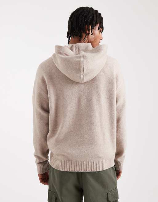 Jack & Jones - Pluizige gebreide hoodie in beige, 3 van 5