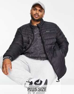 Jack & Jones Essentials Plus padded jacket with stand collar in black - ASOS Price Checker