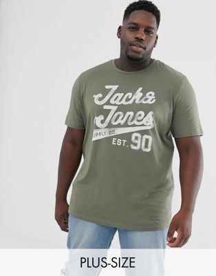 Jack & Jones Plus - Originals - T-shirt met groot logo-Groen