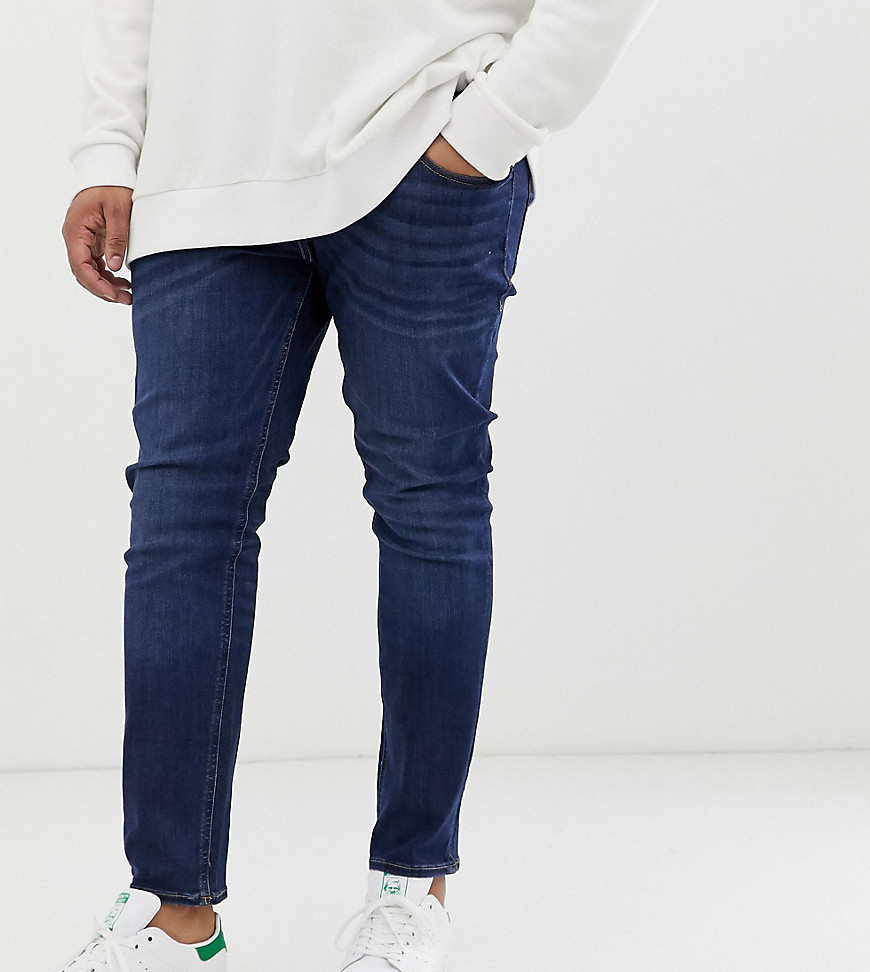 Jack & Jones - Plus size skinny-fit jeans in donkerblauw